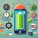 Smartphone em estilo cartoon, representando o uso consciente da bateria do celular