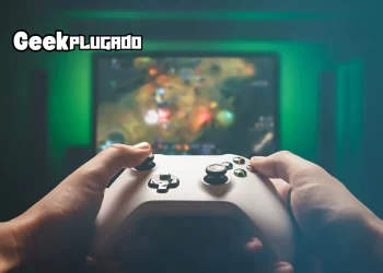 Geek jogando no serviço de Cloud Gaming direto em sua TV