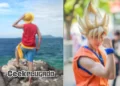 Imagem Mostra Dois Jovens Fazendo Cosplay de Personagens de Animes Famosos